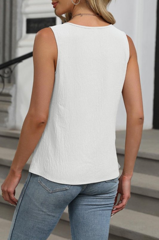 Cutout Round Neck Tank - Cute Little Wish