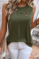 Cutout Round Neck Tank - Cute Little Wish