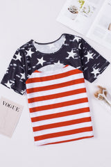 Cutout Striped Round Neck Short Sleeve T-Shirt - Cute Little Wish