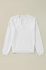 Daisy Notched Long Sleeve Sweater