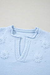 Daisy Notched Long Sleeve Sweater