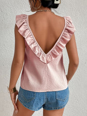 Backless Ruffled Scoop Neck Tank