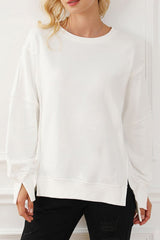 Exposed Seam High - Low Long Sleeve Sweatshirt