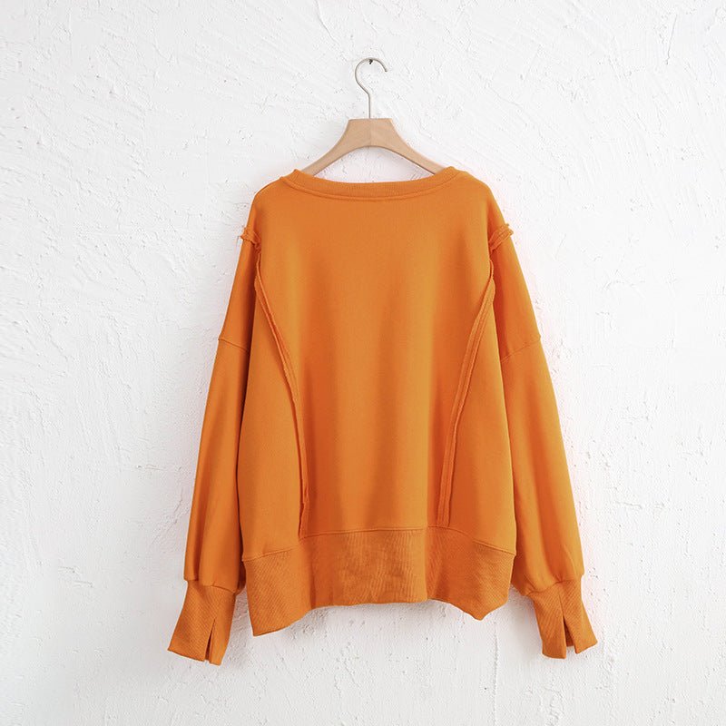 Exposed Seam High - Low Long Sleeve Sweatshirt