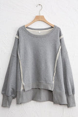 Exposed Seam High - Low Long Sleeve Sweatshirt