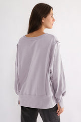 Exposed Seam High - Low Long Sleeve Sweatshirt