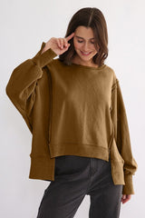 Exposed Seam High - Low Long Sleeve Sweatshirt