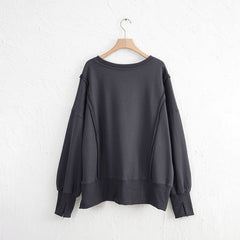 Exposed Seam High - Low Long Sleeve Sweatshirt