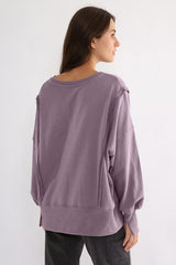 Exposed Seam High - Low Long Sleeve Sweatshirt