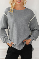 Exposed Seam High - Low Long Sleeve Sweatshirt