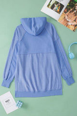 Exposed Seam Kangaroo Pocket Long Sleeve Hoodie