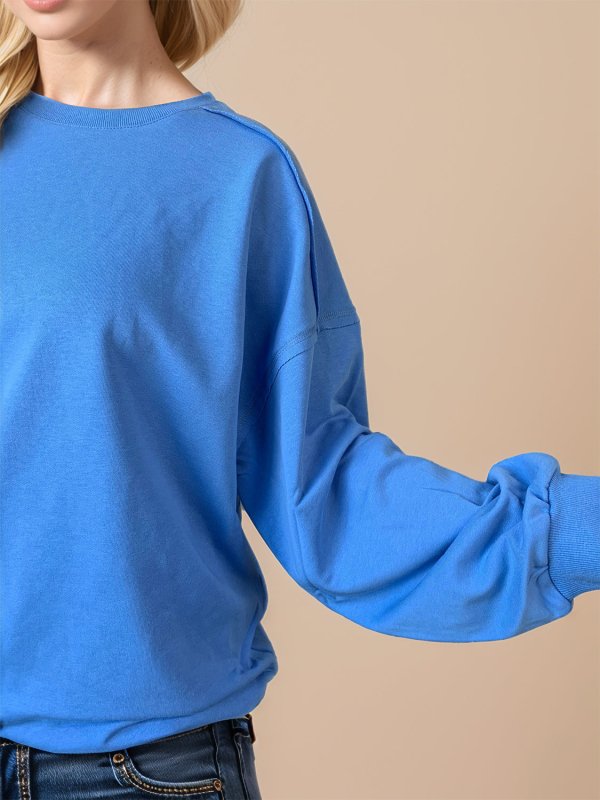 Exposed Seam Round Neck Long Sleeve Sweatshirt