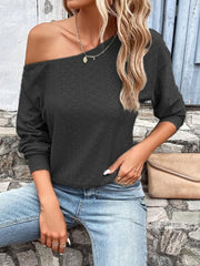 Eyelet Dropped Shoulder Blouse - Cute Little Wish