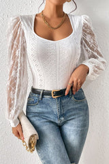 Eyelet Lace Detail Bodysuit - Cute Little Wish