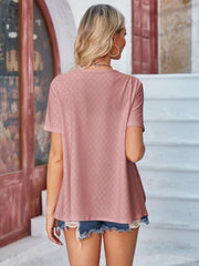 Eyelet Open Front Short Sleeve Cover Up - Cute Little Wish