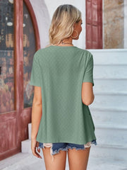 Eyelet Open Front Short Sleeve Cover Up - Cute Little Wish