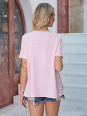 Eyelet Open Front Short Sleeve Cover Up - Cute Little Wish