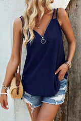 Eyelet V-Neck Double Spaghetti Straps Cami - Cute Little Wish