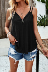 Eyelet V-Neck Double Spaghetti Straps Cami - Cute Little Wish