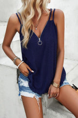 Eyelet V-Neck Double Spaghetti Straps Cami - Cute Little Wish