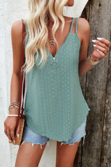 Eyelet V-Neck Double Spaghetti Straps Cami - Cute Little Wish