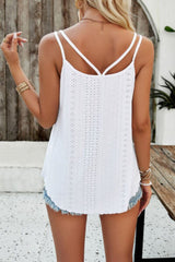 Eyelet V-Neck Double Spaghetti Straps Cami - Cute Little Wish