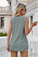 Eyelet V-Neck Tank - Cute Little Wish