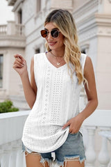 Eyelet V-Neck Tank - Cute Little Wish