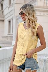 Eyelet V-Neck Tank - Cute Little Wish