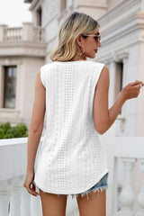 Eyelet V-Neck Tank - Cute Little Wish