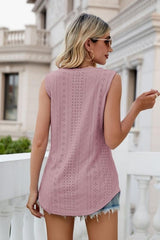 Eyelet V-Neck Tank - Cute Little Wish