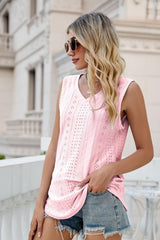 Eyelet V-Neck Tank - Cute Little Wish