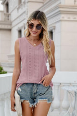 Eyelet V-Neck Tank - Cute Little Wish