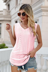 Eyelet V-Neck Tank - Cute Little Wish