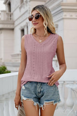 Eyelet V-Neck Tank - Cute Little Wish