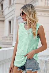 Eyelet V-Neck Tank - Cute Little Wish