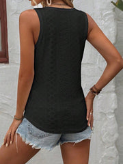 Eyelet V-Neck Wide Strap Tank - Cute Little Wish