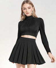 Fashion Black Pleated Skirt - Cute Little Wish