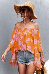 Floral Bell Sleeve Off-Shoulder Blouse - Cute Little Wish