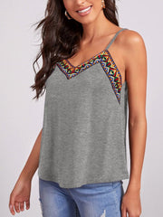 Geometric V-Neck Spaghetti Strap Cami - Cute Little Wish