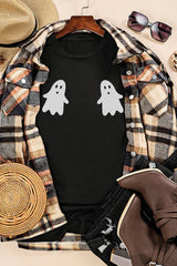 Ghost Graphic Short Sleeve Round Neck T-Shirt - Cute Little Wish