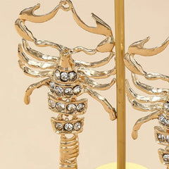 Glamorous Gold Scorpion Earrings with Rhinestone Detailing - Cute Little Wish