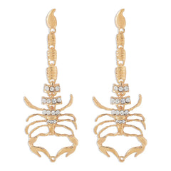 Glamorous Gold Scorpion Earrings with Rhinestone Detailing - Cute Little Wish