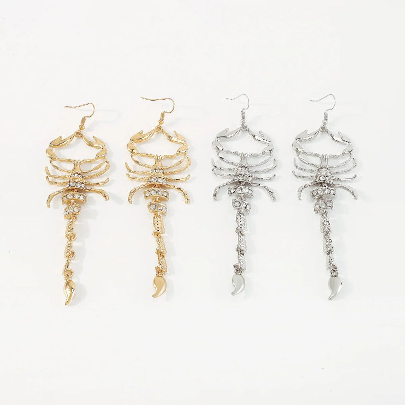 Glamorous Gold Scorpion Earrings with Rhinestone Detailing - Cute Little Wish