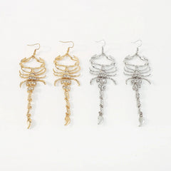 Glamorous Gold Scorpion Earrings with Rhinestone Detailing - Cute Little Wish