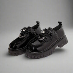 Gothic Women's Platform Shoes with Bat Wings and Pentagram Chain - Cute Little Wish