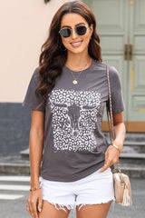 Graphic Round Neck Short Sleeve T-Shirt - Cute Little Wish