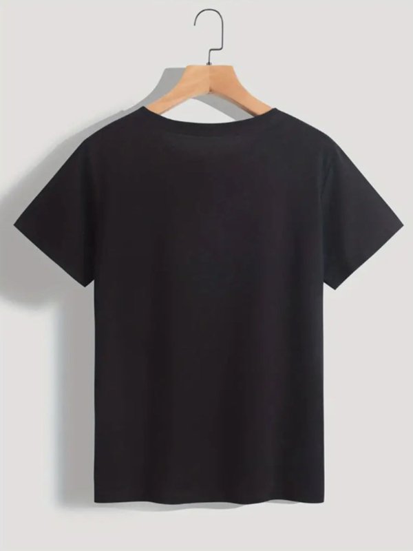 Graphic Round Neck Short Sleeve T-Shirt - Cute Little Wish