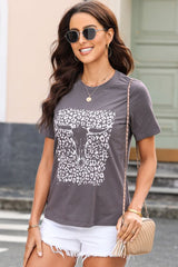 Graphic Round Neck Short Sleeve T-Shirt - Cute Little Wish