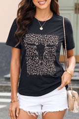 Graphic Round Neck Short Sleeve T - Shirt - Cute Little Wish